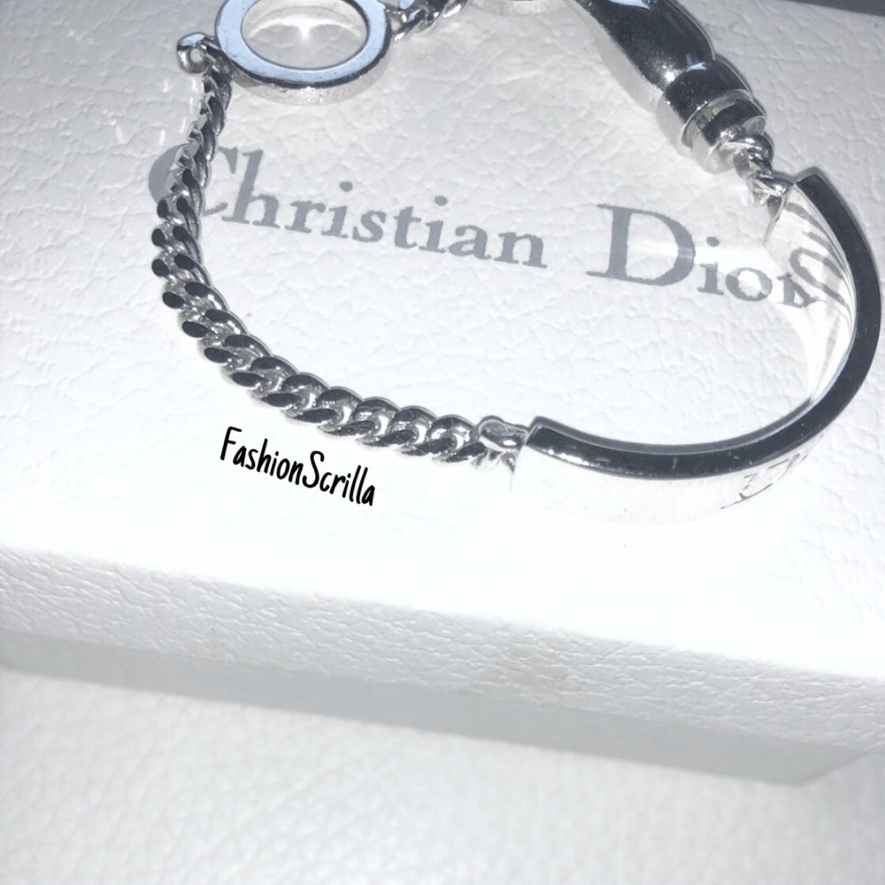 Vintage Dior John Galliano Vintage Silver Logo Cuban Link ID Runway Bracelet - Picture 11 of 16